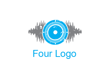 sound waves behind speaker logo