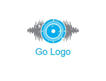 sound waves behind speaker logo