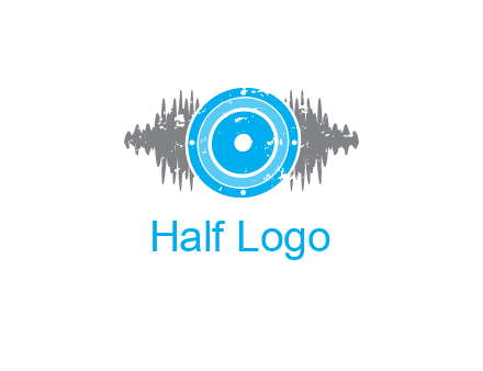 sound waves behind speaker logo