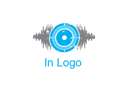 sound waves behind speaker logo