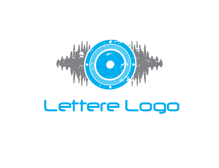 sound waves behind speaker logo