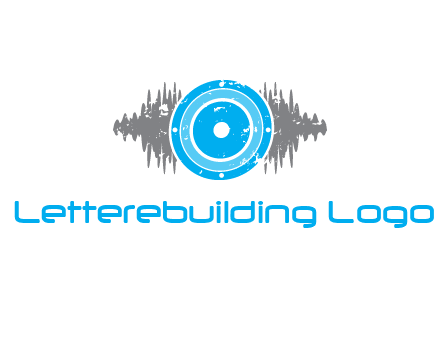 sound waves behind speaker logo