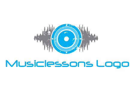sound waves behind speaker logo