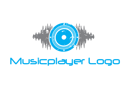 sound waves behind speaker logo