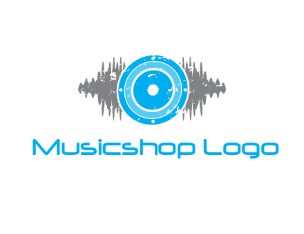 sound waves behind speaker logo