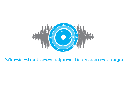 sound waves behind speaker logo