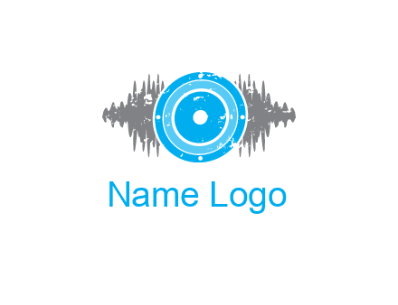 sound waves behind speaker logo