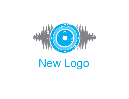 sound waves behind speaker logo