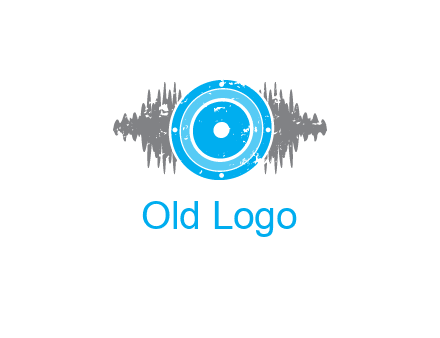 sound waves behind speaker logo