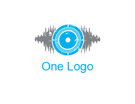 sound waves behind speaker logo