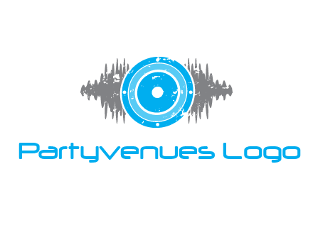 sound waves behind speaker logo