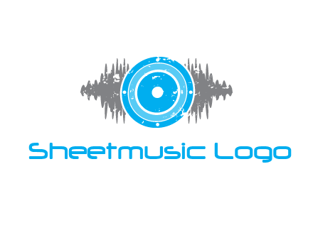 sound waves behind speaker logo