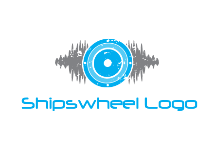 sound waves behind speaker logo
