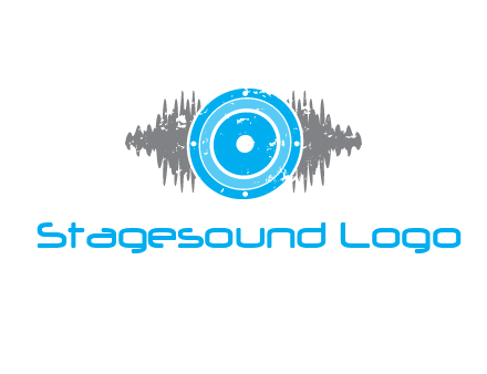 sound waves behind speaker logo