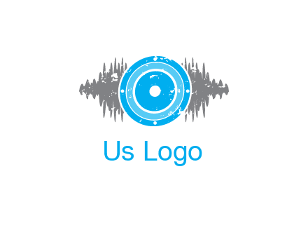sound waves behind speaker logo