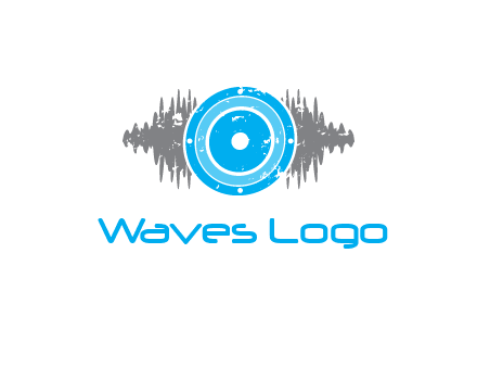 sound waves behind speaker logo