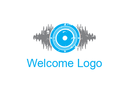 sound waves behind speaker logo