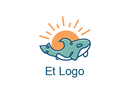 whale in front of sun icon