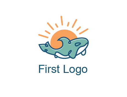 whale in front of sun icon