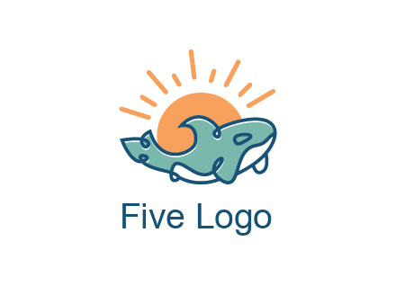whale in front of sun icon