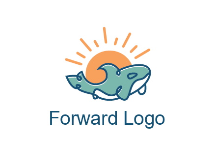 whale in front of sun icon