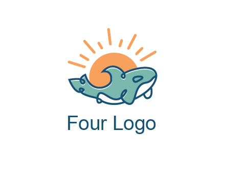whale in front of sun icon