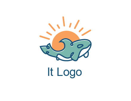 whale in front of sun icon