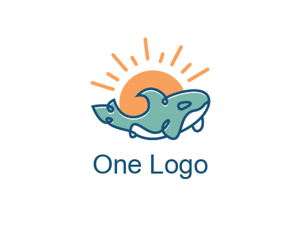 whale in front of sun icon