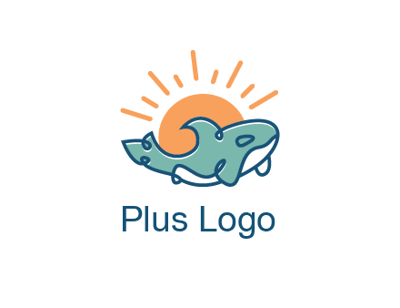 whale in front of sun icon
