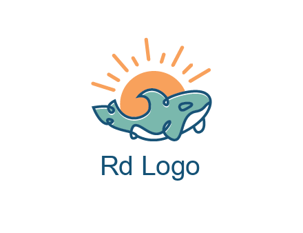 whale in front of sun icon