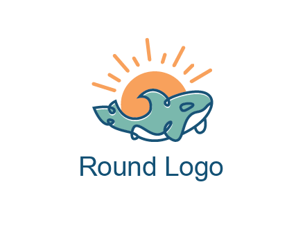 whale in front of sun icon