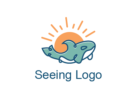 whale in front of sun icon