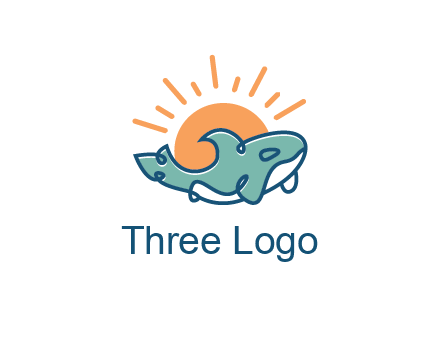 whale in front of sun icon