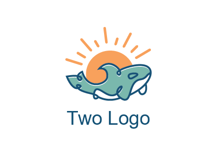whale in front of sun icon