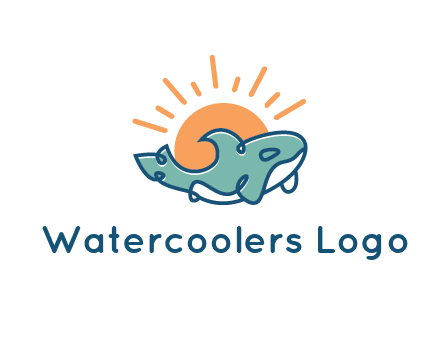 whale in front of sun icon