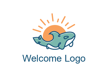 whale in front of sun icon