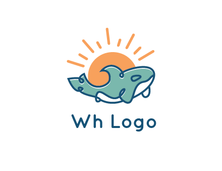 whale in front of sun icon