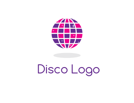 disco ball in the air with shining stars logo