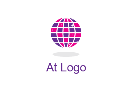 disco ball in the air with shining stars logo