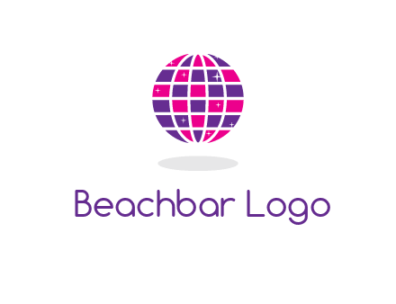disco ball in the air with shining stars logo