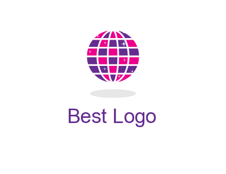 disco ball in the air with shining stars logo