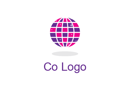 disco ball in the air with shining stars logo