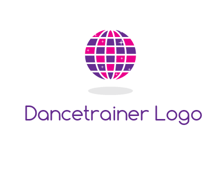 disco ball in the air with shining stars logo
