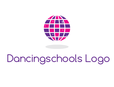 disco ball in the air with shining stars logo