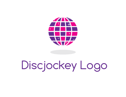 disco ball in the air with shining stars logo