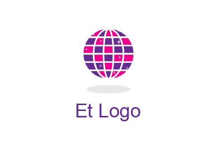disco ball in the air with shining stars logo