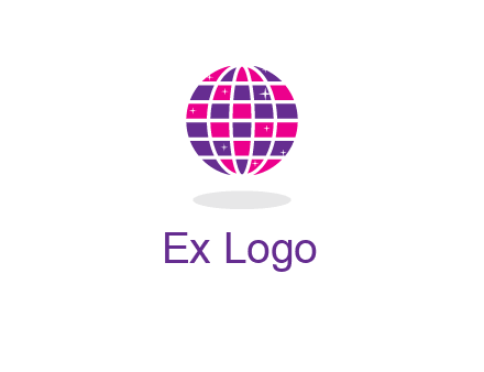 disco ball in the air with shining stars logo