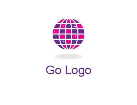 disco ball in the air with shining stars logo