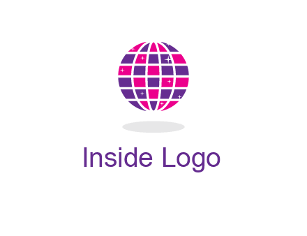 disco ball in the air with shining stars logo
