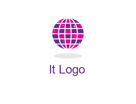 disco ball in the air with shining stars logo